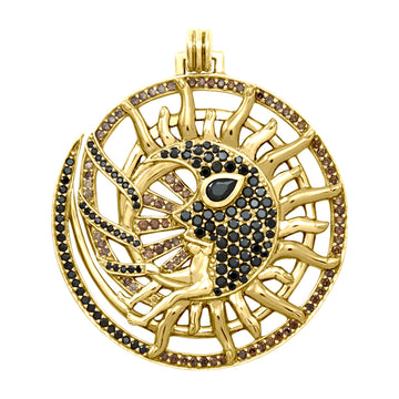 Walk in the Sun path Dali-inspired Solid Yellow Gold Jewelry Pendant GPD2652